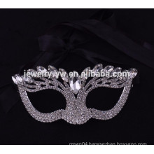 fashion metal silver plated up-half face crystal magnetic face mask for masquerade